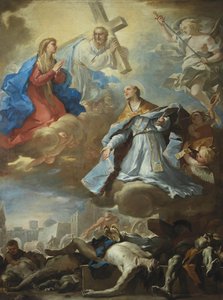 Svatý Januarius se přimlouvá k Panně Marii, Kristu a Bohu Otci za oběti moru, od Luca Giordano