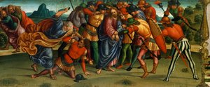 Zachycení Krista, detail z predely Oplakávání nad mrtvým Kristem od Lucy Signorelliho (1441-50 - 1523), tempera na dřevě, 270x240 cm od Luca Signorelli