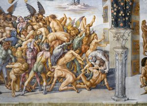 Zatraceni v pekle, z cyklu fresek Poslední soud od Luca Signorelli