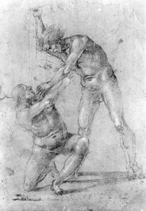 Studie k Masakru neviňátek (křída na papíře) od Luca Signorelli