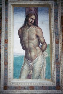 Bičování Ježíše, freska Luca Signorelli, opatství Monte Oliveto Maggiore, Toskánsko, Itálie od Luca Signorelli