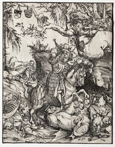 Svatý Jiří zabíjející draka od Lucas Cranach