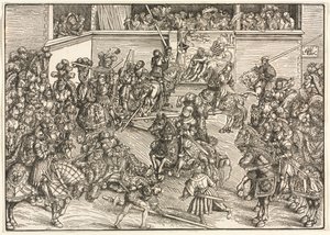 Druhý turnaj s tapiserií Sampsona a lva od Lucas Cranach