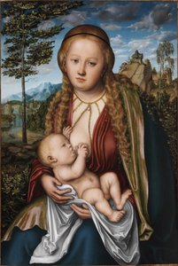 Panna kojící dítě - Lucas Cranach starší od Lucas Cranach