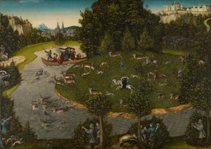 Lov na jelena s kurfiřtem Fridrichem Moudrým od Lucas Cranach the Elder