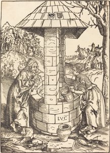 Kristus a žena Samaří od Lucas Cranach the Elder