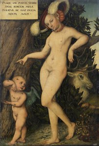 Německy: Venus mit Amor als Honigdieb Venuše s Amorem kradoucím med od Lucas Cranach the Elder