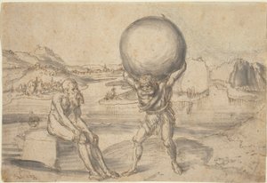 Herkules odlehčující atlas zeměkoule od Lucas Cranach the Elder