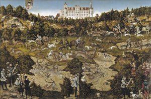 Lov na počest císaře Karla V. na zámku Torgau od Lucas Cranach the Elder