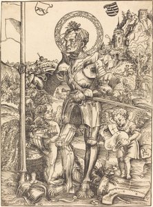 Svatý Jiří stojící se dvěma anděly od Lucas Cranach the Elder