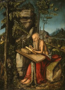 Svatý Jeroným ve skalnaté krajině od Lucas Cranach the Elder