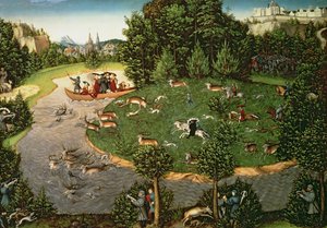 Hon na jelena kurfiřta Friedricha III. Moudrého, 1529 (panel) od Lucas Cranach the Elder