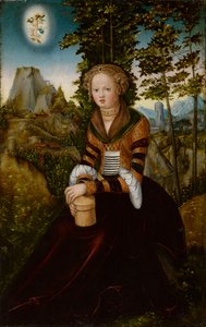 Magdaléna sedící před stromem od Lucas Cranach the Elder