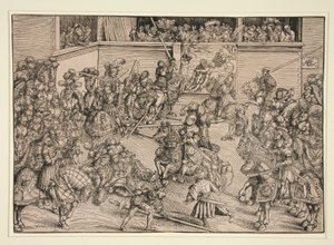 Druhý turnaj (s tapiserií Samsona a lva) od Lucas Cranach the Elder