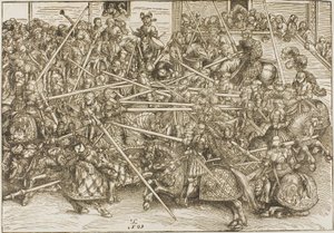 Třetí turnaj s rytíři lámajícími kopí od Lucas Cranach the Elder