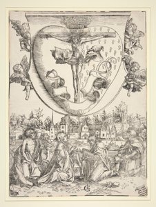 Panna, svatý Jan, svatý Vavřinec a svatý Roch s náručí Nejsvětějšího Srdce od Lucas Cranach the Elder