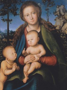 Panna Marie s dítětem a svatý Jan od Lucas Cranach the Elder