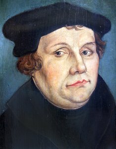 1570 Cranach d.J. Portrét Martina Luthera anagorie od Lucas Cranach the Younger