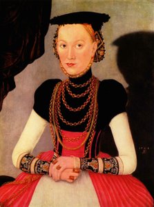 Německy: Weibliches Bildnis / Bildnis einer Frau (eine geborene Hoffmann aus Leipzig) Ženský portrét / Portrét ženy (rodilá Hoffmannová z Lipska) od Lucas Cranach the Younger