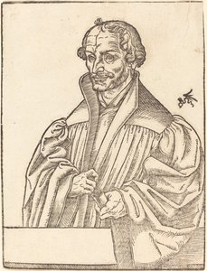 Philip Melanchton, Polodélka doleva, stojící za prsou od Lucas Cranach the Younger