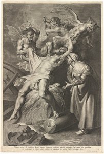 Job týraný démony a zneužívaný svou ženou od Lucas Emil Vorsterman after Sir Peter Paul Rubens