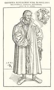 Philipp Melanchthon, německý protestantský reformátor (rytina) od Lucas The Younger (after) Cranach