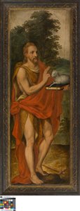 Jan Křtitel (vlevo), Dárce (vpravo), Vanitas (zavřeno), Lucas de Heere, Muzeum výtvarných umění v Gentu, S-101, otevřená levá deska
