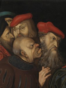 Kristus a žena odcizení z cizoložství, detail, cca 1700 (olej na dřevě)