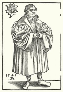 Německý protestantský reformátor Martin Luther v pozdějším věku (rytina)