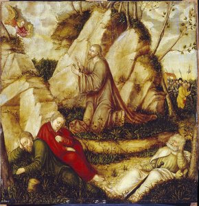 Agony in the Garden of Olives (The Agony in the Garden). Obraz Lucase Cranacha, staršího (1472-1553), olej na dřevě. německé umění od Lucas the Elder Cranach
