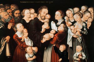 Ježíš a děti od Lucas the Elder Cranach