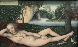 Nymfa u pramene, po roce 1537 (olej na dubovém dřevě) od Lucas the Elder Cranach