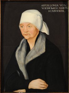 Portrét Apollonie von Wiedebach, Cranach, Lucas, starší (1472-1553). Olej na dřevě, cca 1524. Rozměry: 38,7 x 28,7 cm. Drážďanské státní umělecké sbírky od Lucas the Elder Cranach