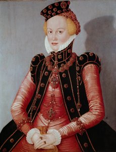 Portrét lady Mladá žena bohatě oděná, na sobě klobouk a ozdoby zdobené drahokamy. Obraz Lucase Cranacha staršího (1472-1553) Rozm. 87 x 69 cm Mnichov Alte Pinakothek od Lucas the Elder Cranach