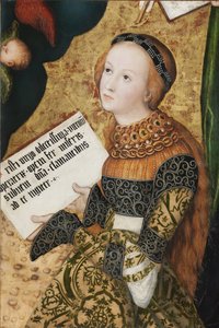 Sainte Christine - Svatá Christina - Lucas Cranach, starší (1472-1553). Olej na dřevě, c. 1520. Národní galerie, Praha od Lucas the Elder Cranach