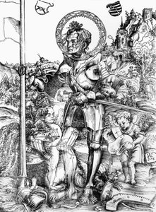 St. George (dřevořez) (č/b foto) od Lucas the Elder Cranach