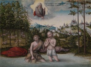 Kristův křest od Lucas the Elder Cranach