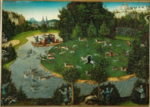 Die Hirschjagd des Kurfürsten Friedrich der Weise von Sachsen von Lucas the Elder Cranach