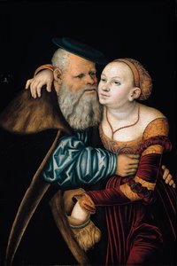 Nesourodý pár (olej na panelu od Lucas the Elder Cranach