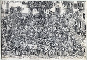 Tournoi - Turnaj - Cranach, Lucas, starší (1472-1553) - 1509 - Dřevoryt - 26,4x38 - Soukromá sbírka od Lucas the Elder Cranach