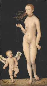 Venus et Cupidon - Venuše a Cupid, Cranach, Lucas, starší (1472-1553). Olej na dřevě. Rozměr: 90 x 49,5 cm. Národní muzeum Stockholm od Lucas the Elder Cranach