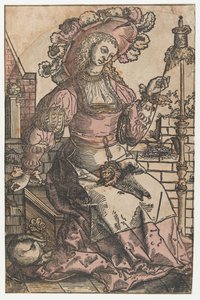 předení žena od Lucas van Leyden (attributed to)