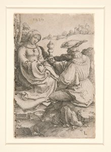 Šlechtic a dáma sedící v krajině od Lucas van Leyden