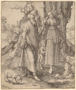 Abraham zavrhl Hagar od Lucas van Leyden