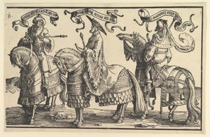 Achaz, Ezechiáš, Manasses, z Dvanácti králů Izraele, ca. 1520. od Lucas van Leyden