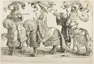 Achaz, Ezechiáš, Manasses, deska čtyři, z Dvanácti králů Izraele od Lucas van Leyden