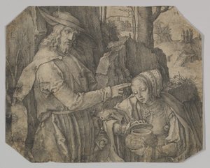 Kristus se zjevuje svaté Marii Magdaleně jako zahradníkovi, 1519. od Lucas van Leyden
