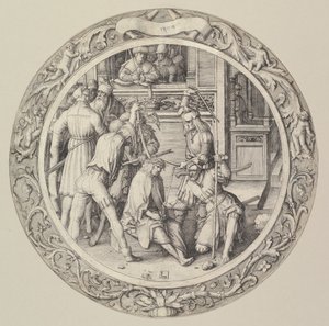 Kristus korunovaný trním, z Kruhového umučení, 1509. od Lucas van Leyden