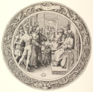 Kristus před Annášem, z Kruhových pašijí, 1509. od Lucas van Leyden
