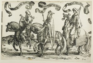 David, Šalamoun, Rechabeám, deska jedna, z Dvanácti králů Izraele od Lucas van Leyden
